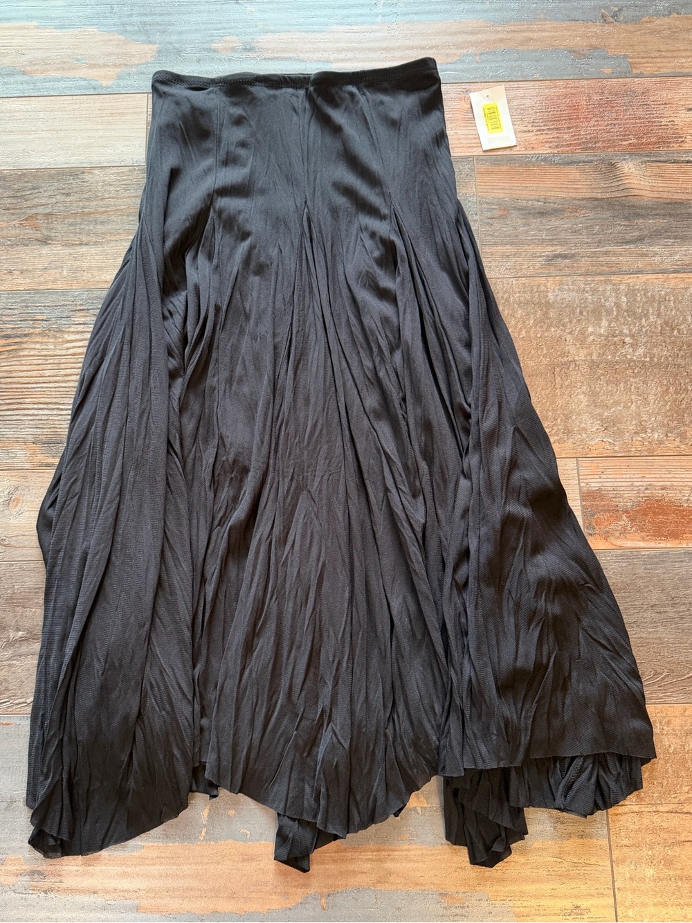 Moa Moa Black Asymmetrical Pleated Maxi Skirt